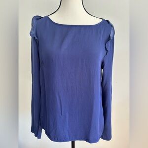 Reiss Emilia Cobalt Blue Ruffle Blouse